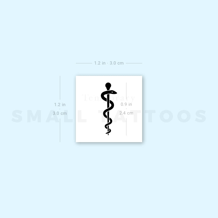 Rod Of Asclepius Temporary Tattoo (Set of 3)