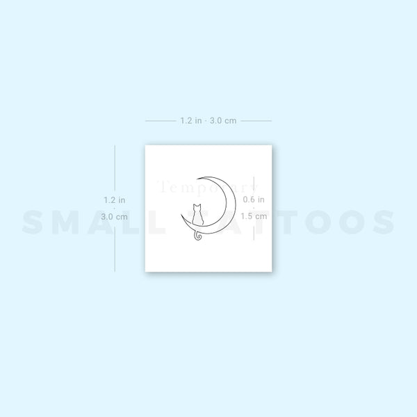 Moon And Cat One Line Temporary Tattoo (Set of 3)