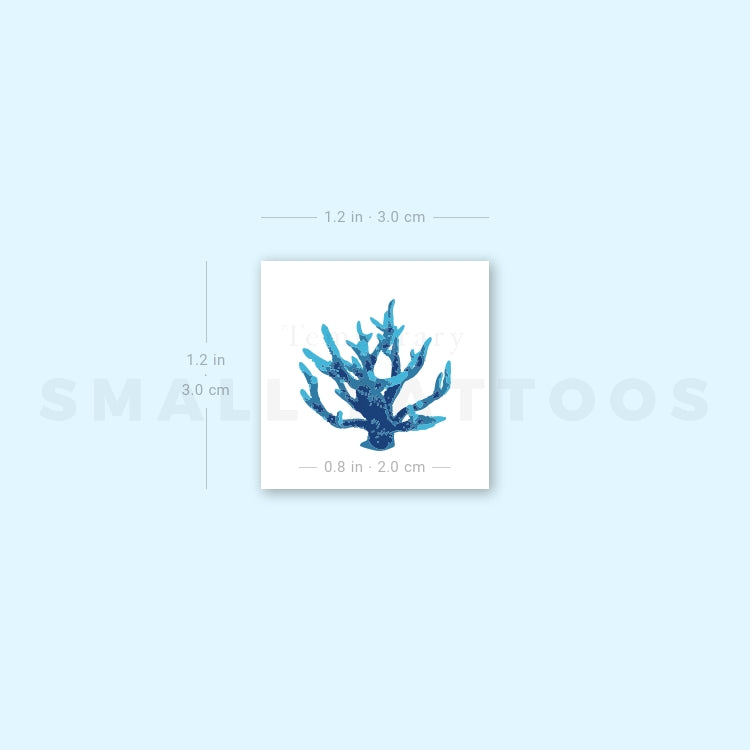 Tatuaje temporal de coral azul (juego de 3)