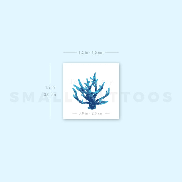 Blue Coral Temporary Tattoo (Set of 3)