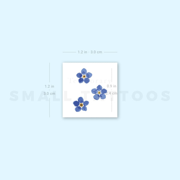 Three Forget-me-not Flowers Temporary Tattoo (Set of 3)