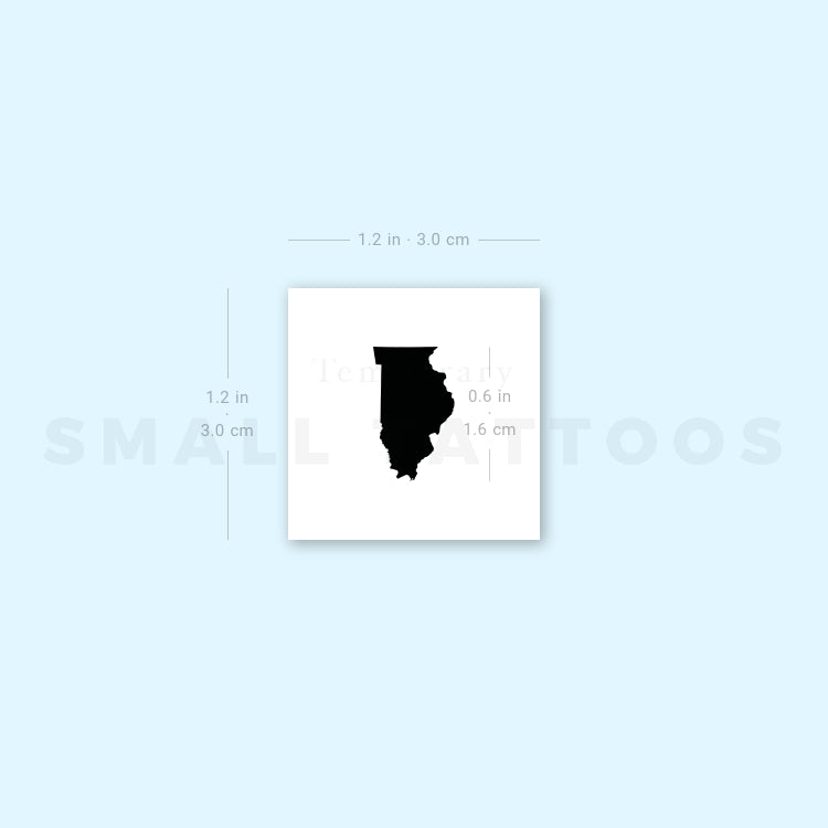 Illinois Map Temporary Tattoo (Set of 3)