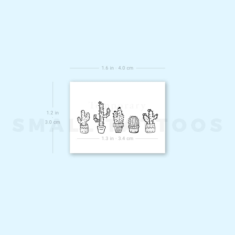 Cactus family Temporary Tattoo (Set of 3)