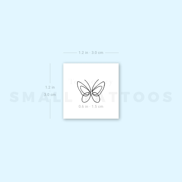 One Line Butterfly Temporary Tattoo (Set of 3)