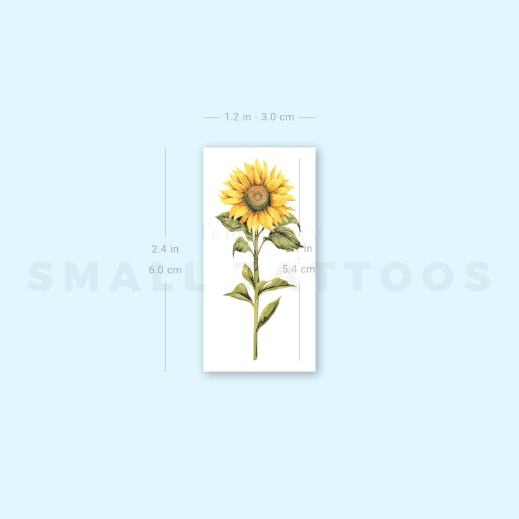 Tatuaje temporal de girasol en acuarela (juego de 3)