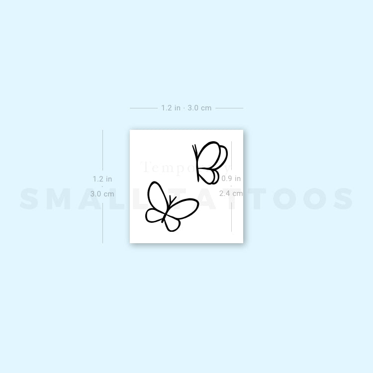 Minimalist Two Butterflies Temporary Tattoo (Set of 3)