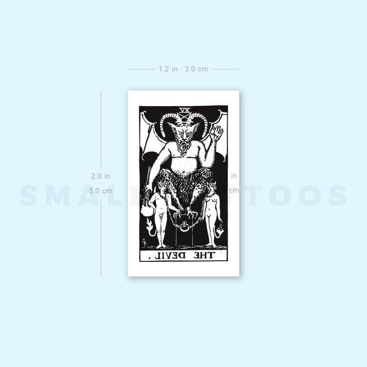 Tatuaje temporal pequeño de la carta del Tarot del Diablo (juego de 3)