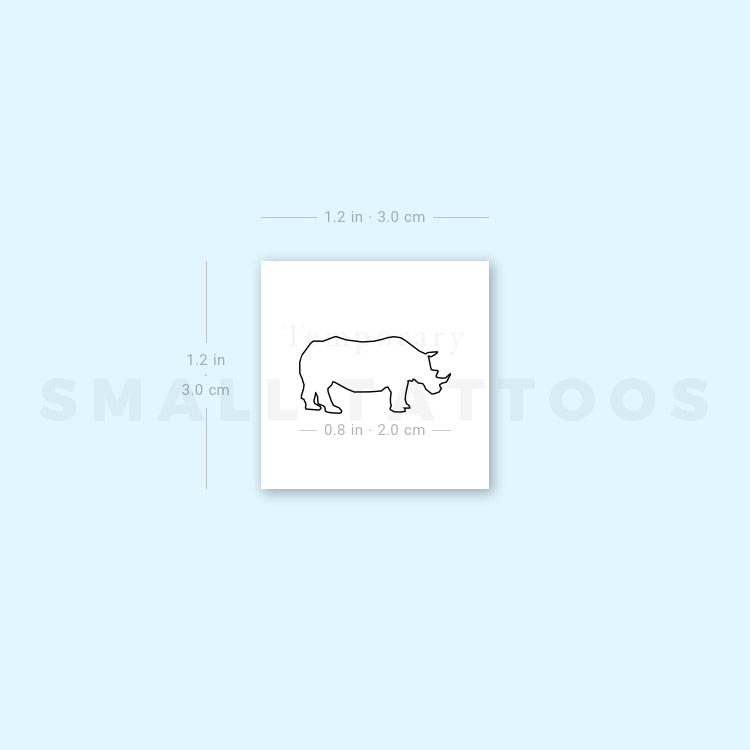 Fine Line Rhino Temporary Tattoo (Set of 3)