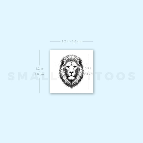 Small Black And Grey Lion Portrait Temporary Tattoo (Set of 3)