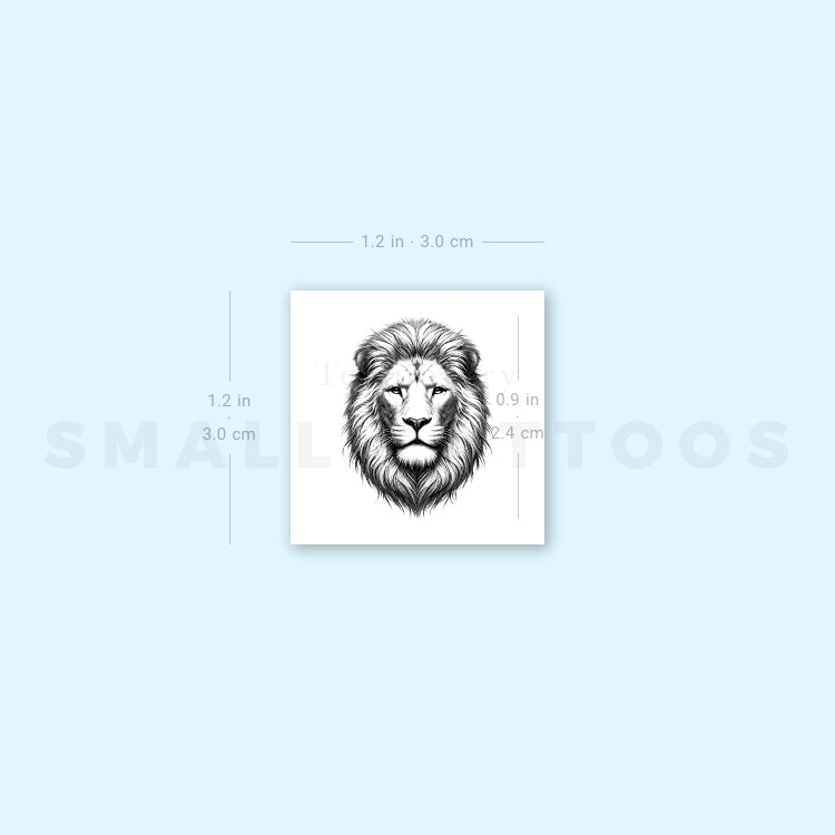 Small Black And Grey Lion Portrait Temporary Tattoo (Set of 3)