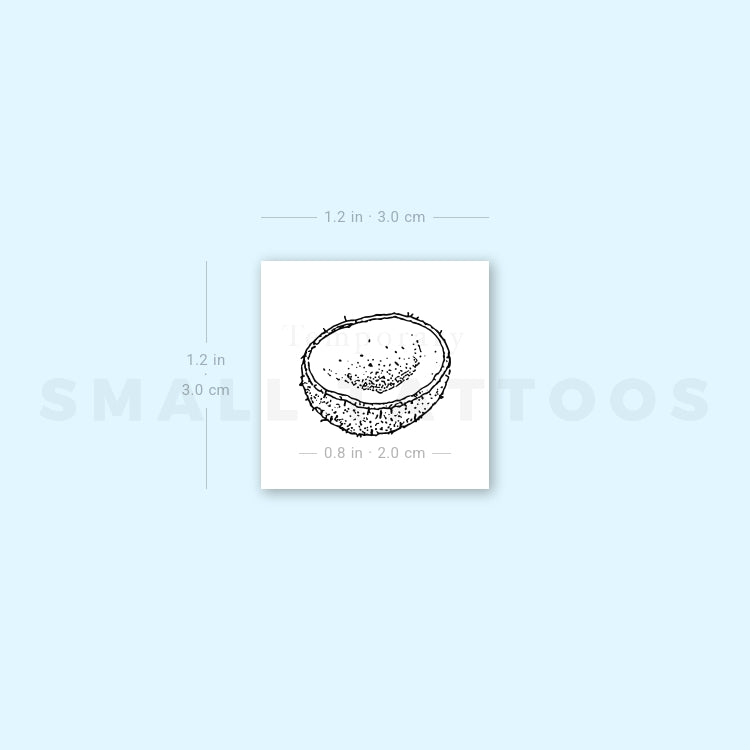 Half Coconut Temporary Tattoo (Set of 3)