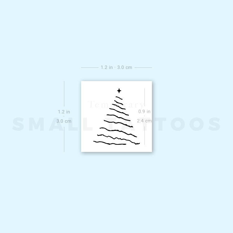 Fine Line Christmas Tree Temporary Tattoo (Set of 3)