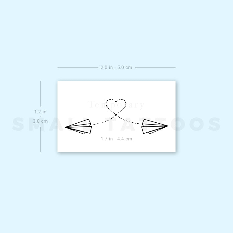 Tatuaje temporal de dos aviones de papel volando (juego de 3)