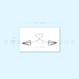 Two Paper Airplane Flying Temporary Tattoo (Set of 3)