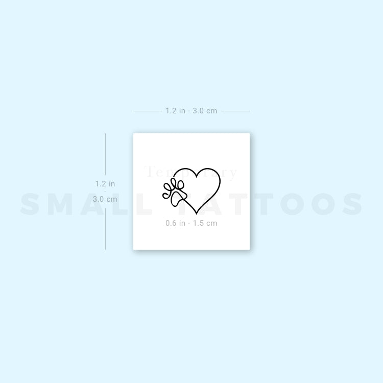 One Line Paw Heart Temporary Tattoo (Set of 3)