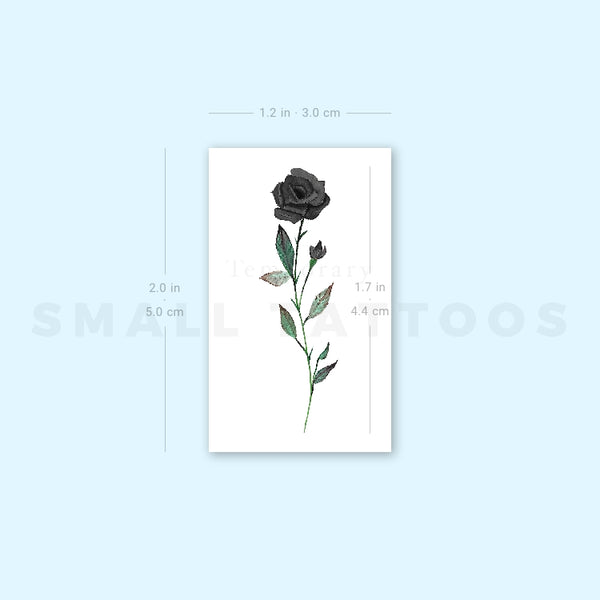 Black Rose By Lena Fedchenko Temporary Tattoo (Set of 3)