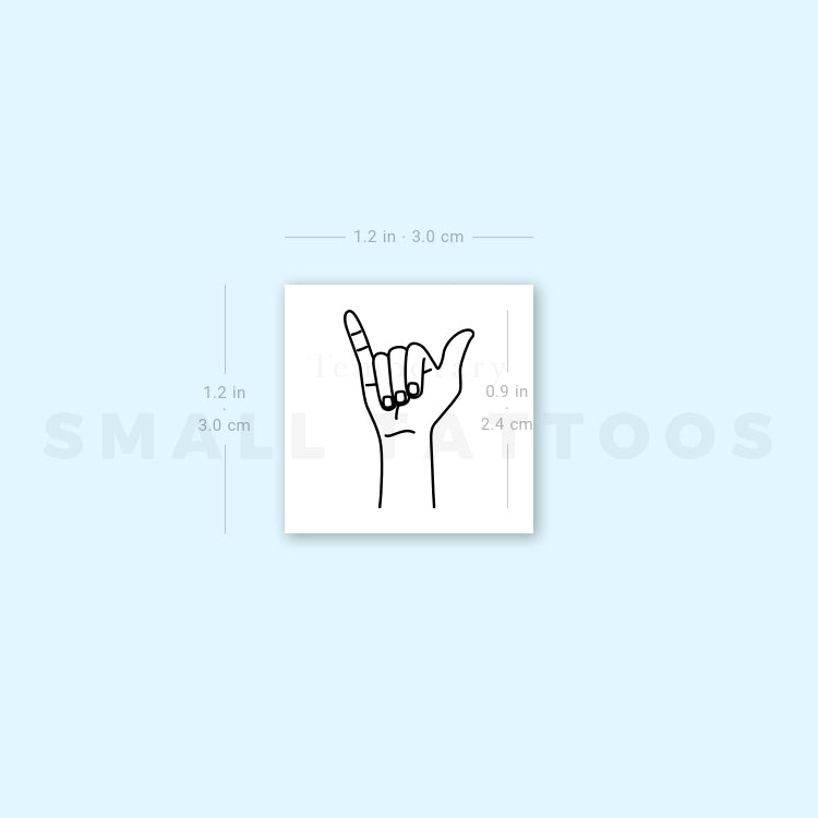 Sign Language Y Temporary Tattoo (Set of 3)