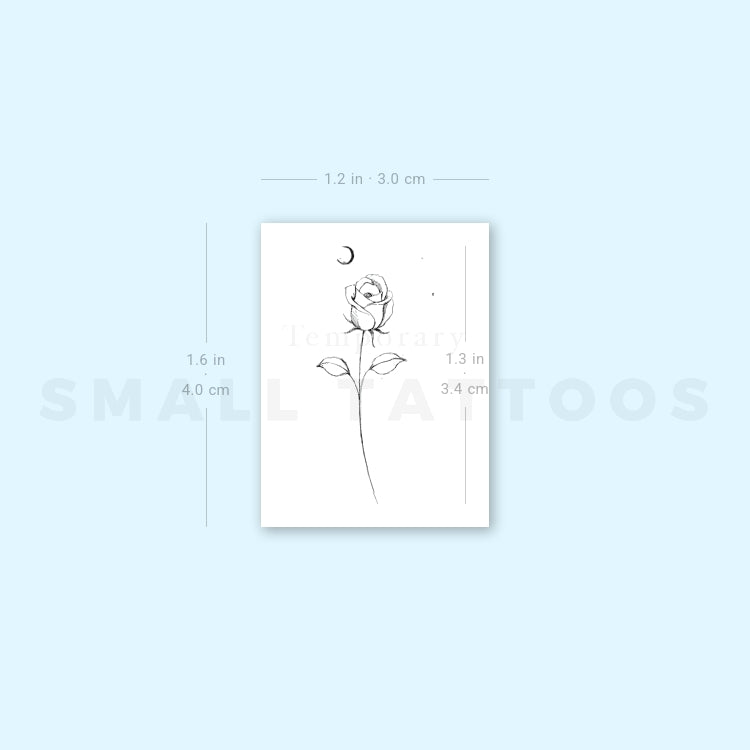 Moon Rose By Stefano Mazza Temporary Tattoo (Set of 3)