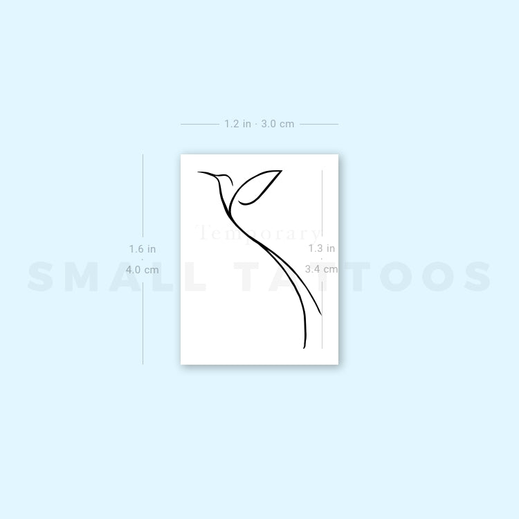 Minimalist Long Tailed Hummingbird Temporary Tattoo (Set of 3)