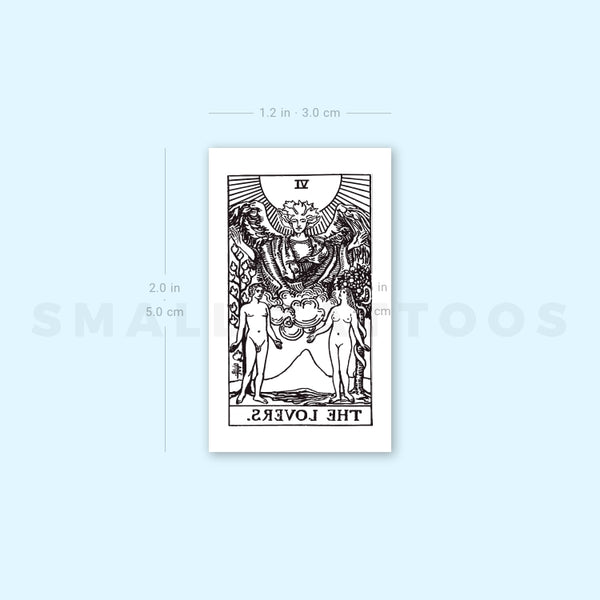 Small The Lovers Tarot Card Temporary Tattoo (Set of 3)