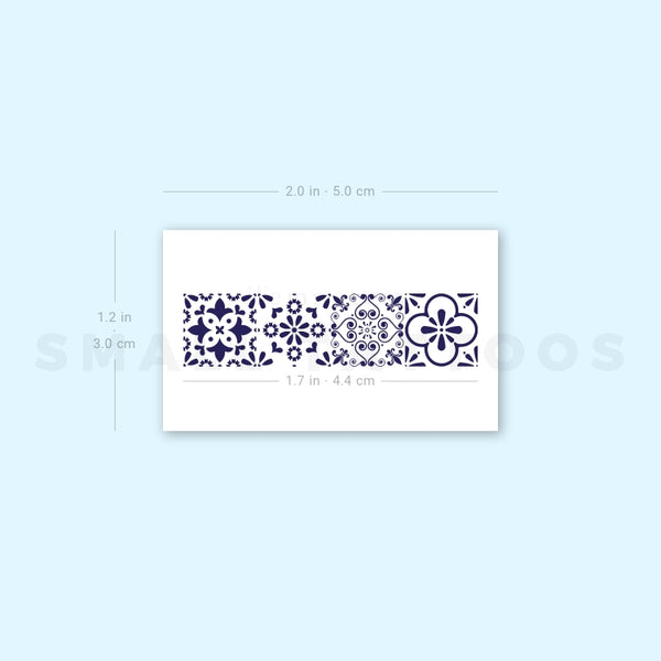 Four Portuguese Tiles Temporary Tattoo (Set of 3)