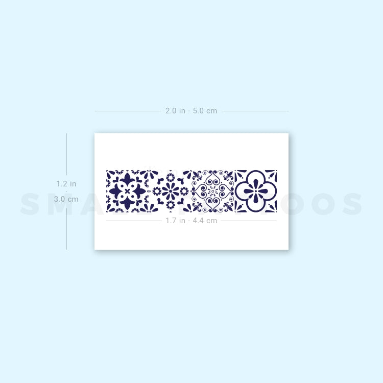 Four Portuguese Tiles Temporary Tattoo (Set of 3)