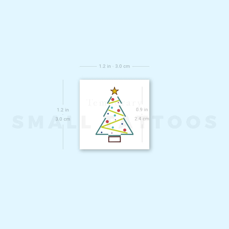 Tatuaje temporal minimalista de árbol de Navidad (juego de 3)