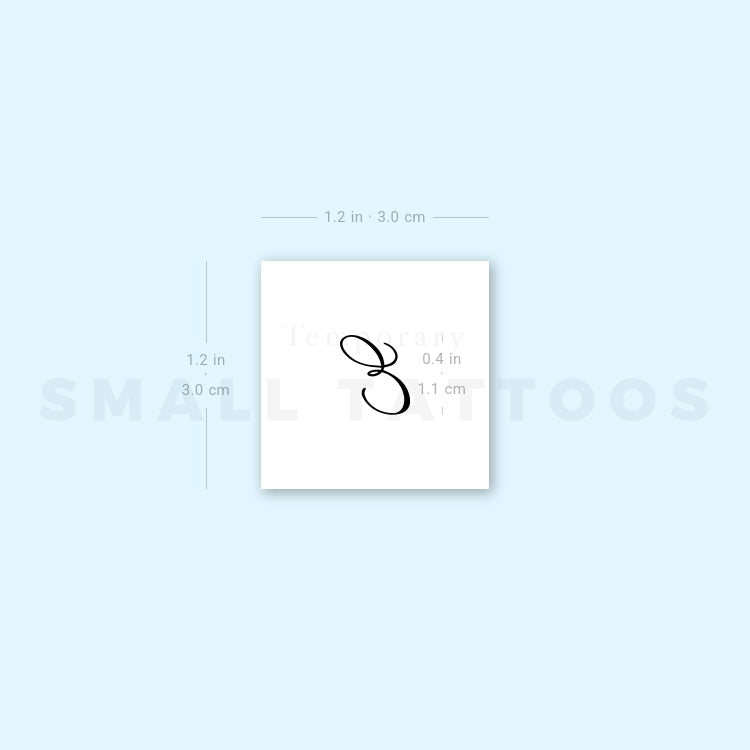 Letter E Script Temporary Tattoo (Set of 3)