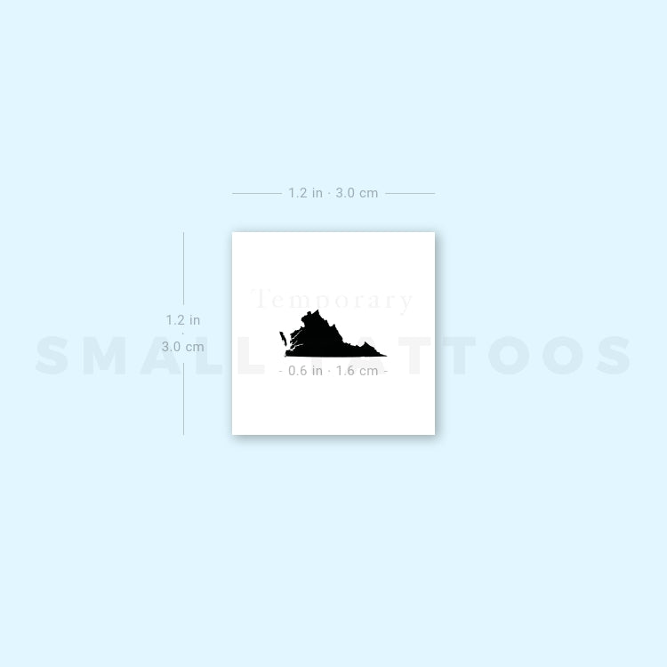 Tatuaje temporal del mapa de Virginia (juego de 3)