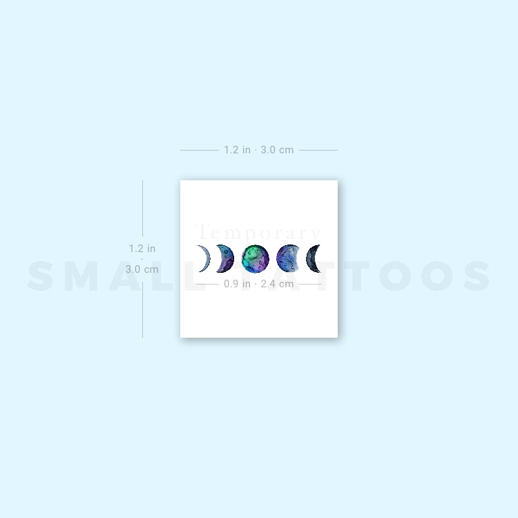 Small Moon Phases By Ann Lilya Temporary Tattoo (Set of 3)