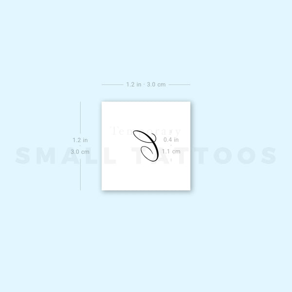Letter C Script Temporary Tattoo (Set of 3)