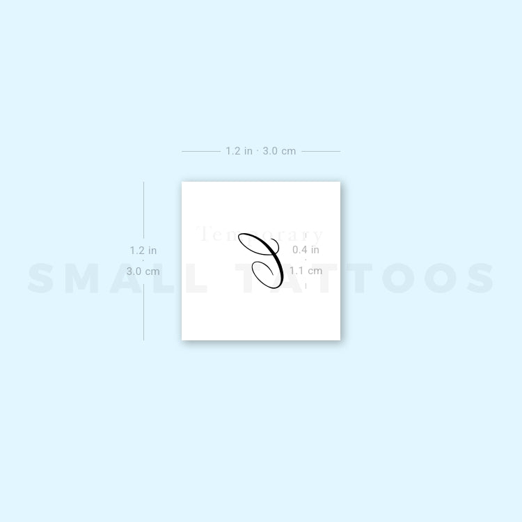 Letter C Script Temporary Tattoo (Set of 3)