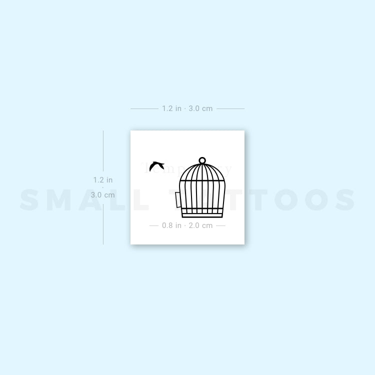 Bird Cage Temporary Tattoo (Set of 3)