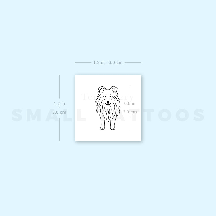 Fine Line Collie Temporary Tattoo (Set of 3)