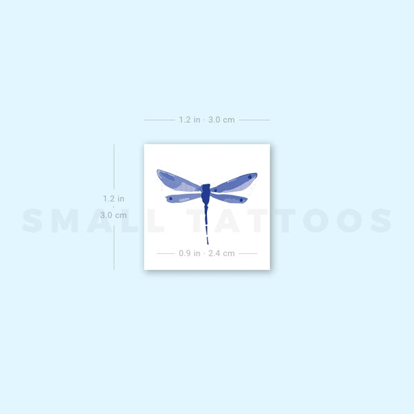 Watercolor Blue Dragonfly Temporary Tattoo (Set of 3)