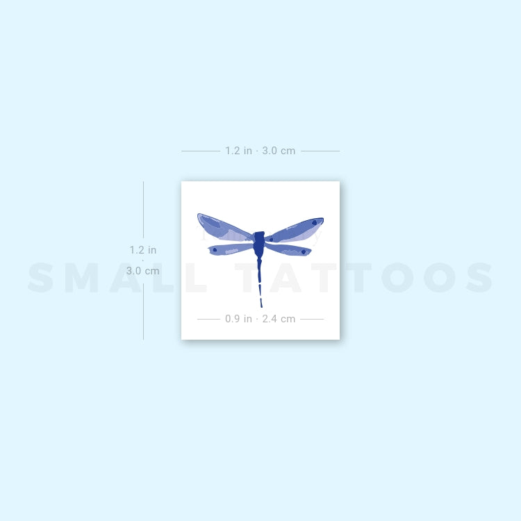 Watercolor Blue Dragonfly Temporary Tattoo (Set of 3)