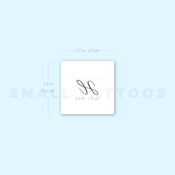 Letter H Script Temporary Tattoo (Set of 3)