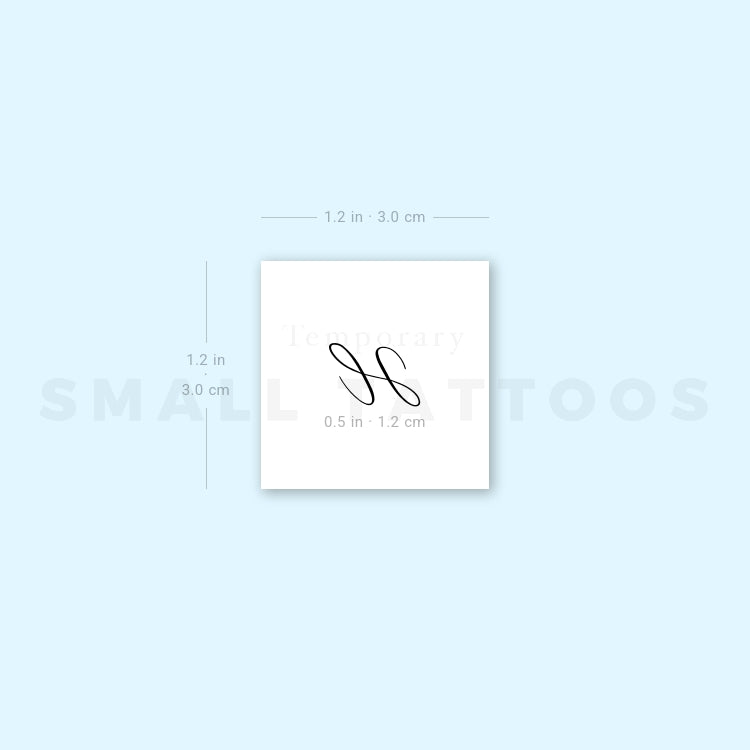 Letter H Script Temporary Tattoo (Set of 3)