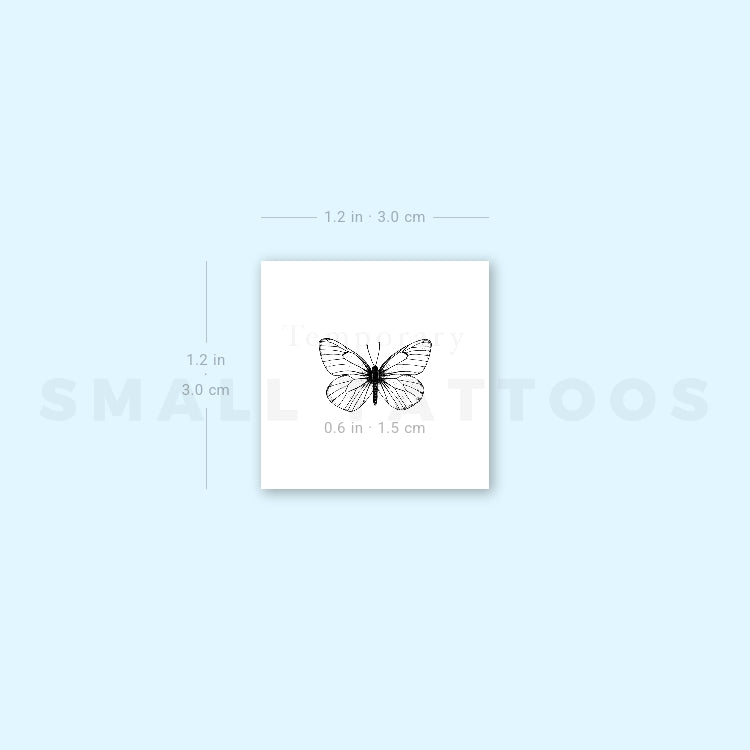 Little Aporia Crataegi Butterfly Temporary Tattoo (Set of 3)