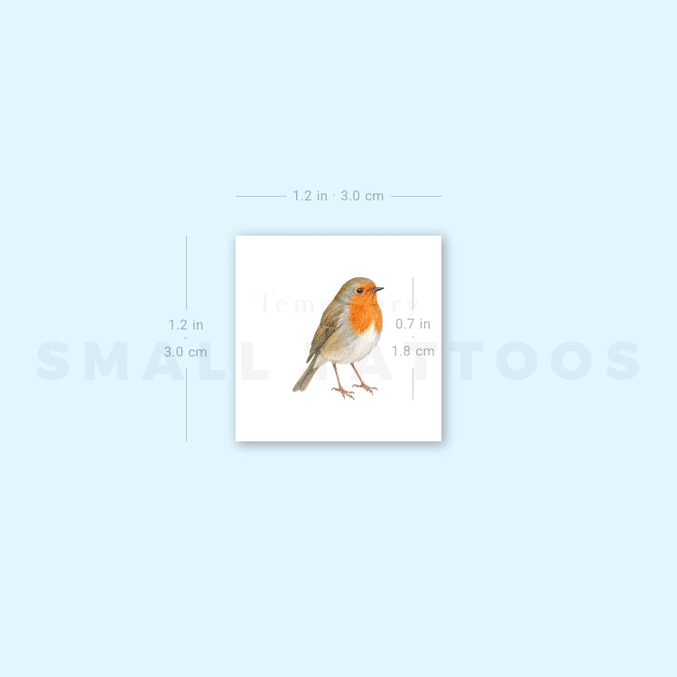 Watercolor Robin Temporary Tattoo (Set of 3)