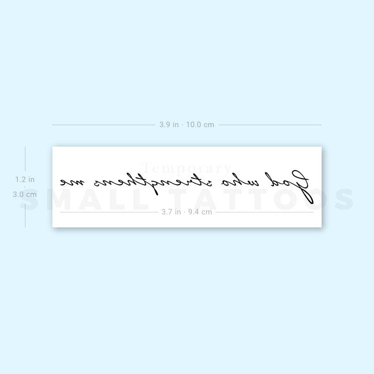 God Who Strengthens Me Temporary Tattoo (Set of 3)