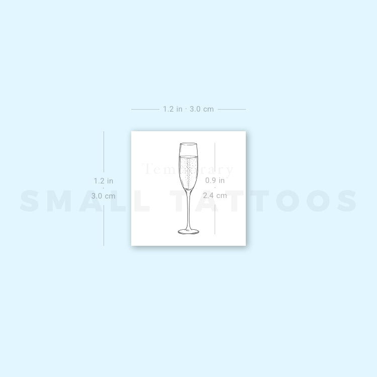 Champagne Glass Temporary Tattoo (Set of 3)