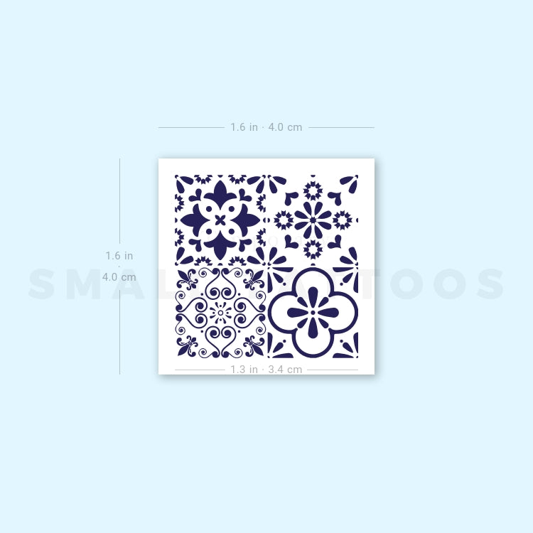 Tatuaje temporal de azulejos portugueses (juego de 3)