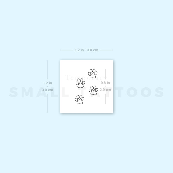 Paw Print Outlines Temporary Tattoo (Set of 3)