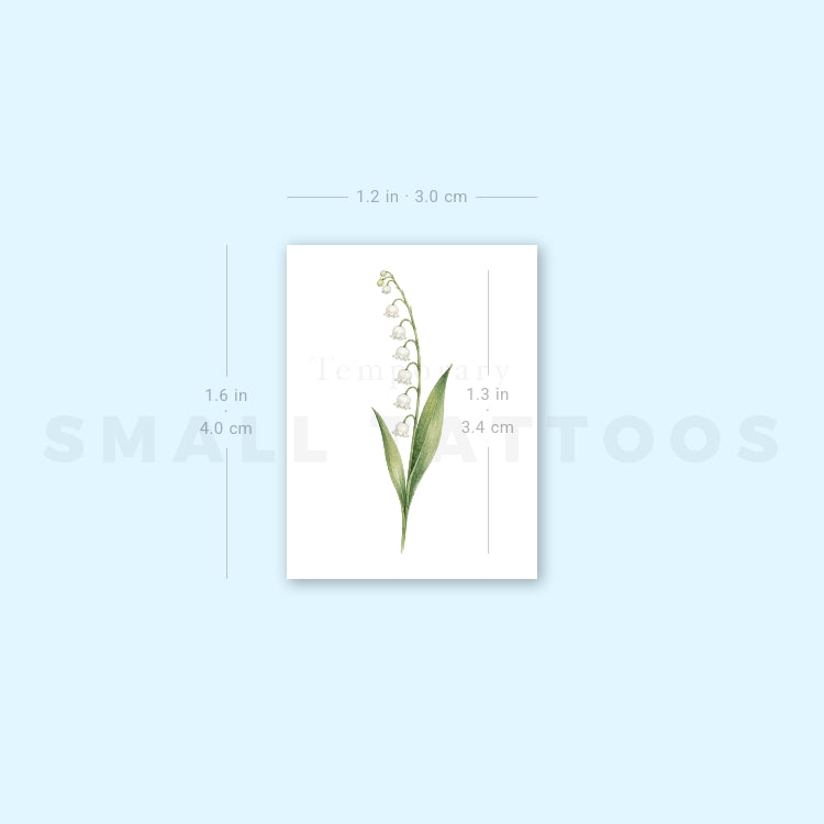 Small Watercolor Lily Of The Valley Temporary Tattoo (Set of 3)