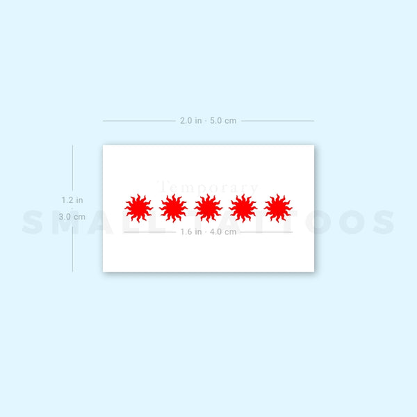 Five Red Suns Temporary Tattoo (Set of 3)