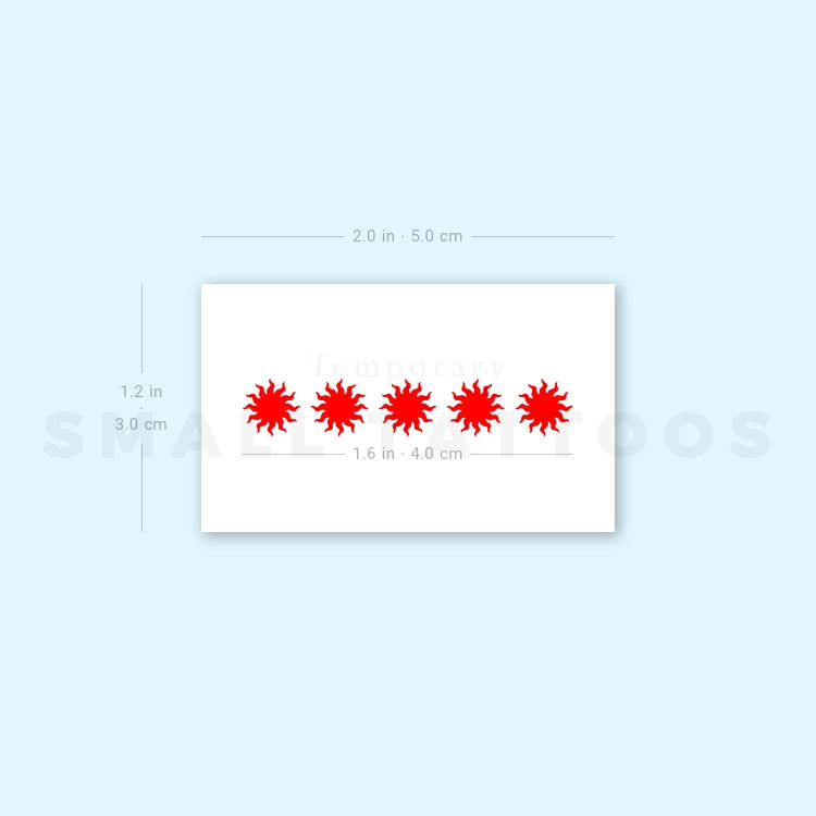 Five Red Suns Temporary Tattoo (Set of 3)