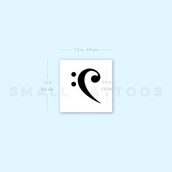 Small Bass Clef Temporary Tattoo (Set of 3)