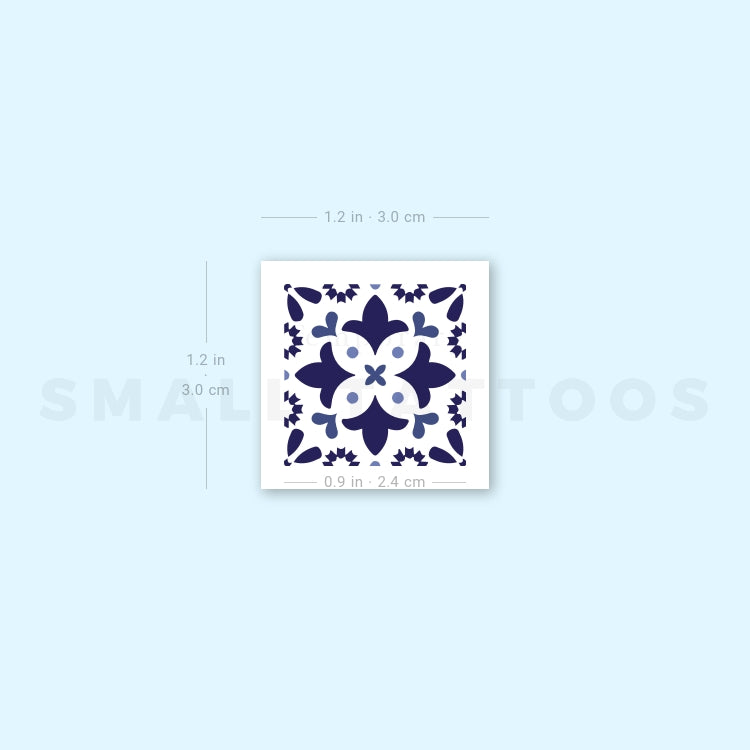 Tatuaje temporal de azulejo portugués pequeño (juego de 3)