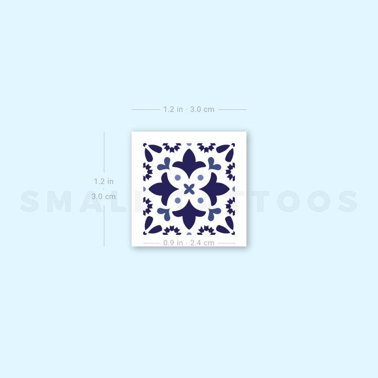 Small Portuguese Tile Temporary Tattoo (Set of 3)